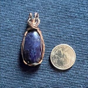 Copper Wrapped Deep Blue Stone Necklace